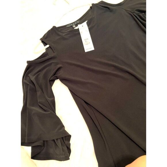 Size 6 Little Black Dress W/ Shoulder Cutout Tiana B Dillard's (Orig. $79) NWT - Picture 2 of 6